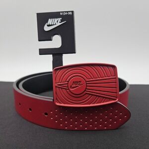 Nike Dunk Belt Synthetic Red Leather with Metal Buckle M (34-36) Sunburst New